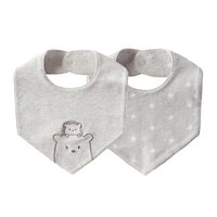 好孩子(GB)婴儿婴儿围嘴口水巾宝宝三角巾吃饭婴儿围嘴纯棉喂奶巾 灰 2条