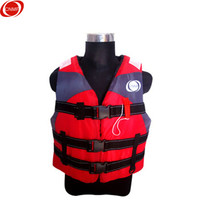 谋福8307 成人救生衣户外游泳背心泡沫游泳衣漂流浮潜服钓鱼服 加厚面料 (高贵红) 成人款