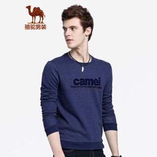 骆驼（CAMEL）男装 青年舒适圆领植绒印花休闲渐变长袖卫衣男D8Q137287蓝色L