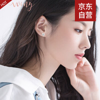 银耳钉女士款999足银耳坠时尚耳环银首饰品日韩版学生耳  纯银白色优质锆石