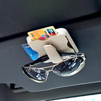 迪普尔 汽车眼镜夹车载多功能卡片收纳夹车用车内遮阳板太阳镜支架票据夹用品米色