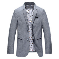 北极绒(Bejirong)2019新款男士西装 薄款韩版修身休闲西服男 5AX29011B 蓝灰 175/L