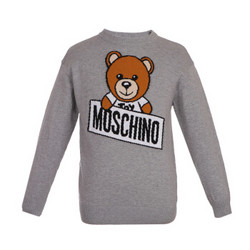 MOSCHINO KIDS 莫斯奇诺 奢侈品童装 男女童灰色混纺圆领小熊图案针织衫 HWW00A LHE05 60901 14A/14岁/164cm