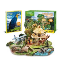 （CubicFun）乐立方立体拼图 国家地理授权 3D拼图积木 儿童立体拼插模型 含中文画册 亚马逊热带雨林 DS0979h