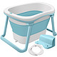 世纪宝贝（babyhood）浴桶 儿童沐浴桶婴儿洗澡盆二合一 宝宝加大可折叠洗澡桶 蓝色 BH-319