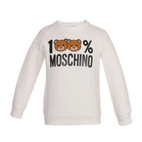 MOSCHINO KIDS 莫斯奇诺 奢侈品童装 男女童白色棉纤小熊图案长袖卫衣 HWF01W LDA03 10063 8A/8岁/128cm