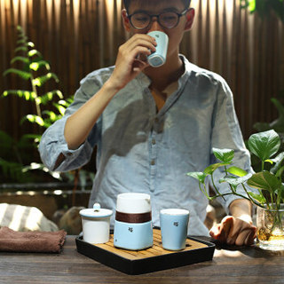 博为 陶瓷快客杯整套茶杯水杯功夫茶具便携 3款颜色随机