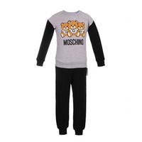 MOSCHINO KIDS 莫斯奇诺 奢侈品童装 男女童灰配黑色棉纤小熊图案套装 HUK01D LDA03 82200 6A/6岁/116cm