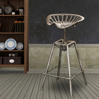 卡奈登  餐厅椅子欧式做旧铁艺创意旋转升降高脚金属酒吧椅吧台凳子  XLY-117  银色