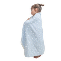 良良(liangliang) 婴儿浴巾棉语提花新生儿童宝宝方巾蓝色90*90cm