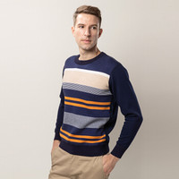 海之宁 秋衣秋裤男士保暖内衣加绒圆领炫彩极光提花时尚男套装 7006宝兰 185(XXXL)