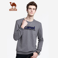 骆驼（CAMEL）男装 青年舒适圆领植绒印花休闲渐变长袖卫衣男D8Q137287花灰XXL