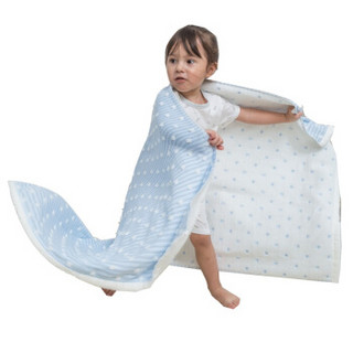 良良(liangliang) 婴儿浴巾棉语提花新生儿童宝宝长巾蓝色130*70cm