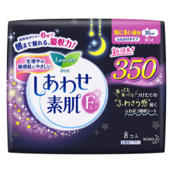 花王乐而雅(laurier)F透气棉柔 纤巧超特长夜用护翼型进口卫生巾35cm8片 *2件