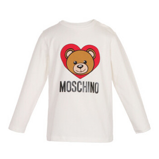 MOSCHINO KIDS 莫斯奇诺 奢侈品童装 男女童白色棉纤小熊图案长袖T恤 M6M01L LBA04 10063 3A/3岁/98cm