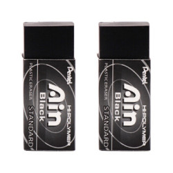 派通 日本派通（Pentel）Ain系列黑色橡皮擦学生绘图干净聚屑橡皮ZEAH06AT 2块装