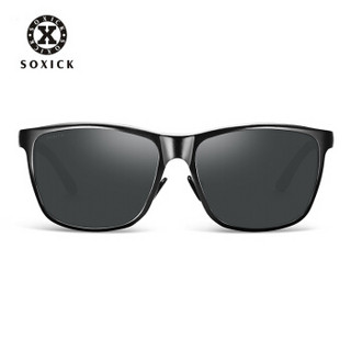 索西克SOXICK 太阳镜男女通用偏光驾驶镜开车眼镜墨镜男自营8637 黑色