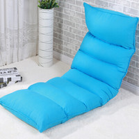 香可 新款舒适简约榻榻米 懒人沙发 纯色可折叠单人沙发 布艺可拆洗 三弯蓝色