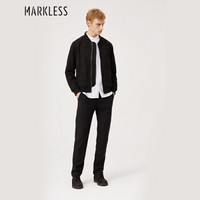Markless 夹克男休闲时尚麂皮绒青年棒球服外套JKA8101M黑色175/L