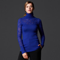 瑞比卡(Marc Rebecca)简约百搭高领套头针织衫打底衫女 55007D 蓝色 S