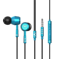 BYZ KM21 黑眼圈三兄弟卡通金属入耳式 有线控手机耳机 蓝色