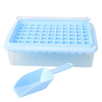 全适 家用创意冰格套装冰糕冰块模具 冰箱制冰盒DIY制冰器 77格带储冰盒冰铲 蓝色