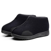 维致 传统老北京布鞋 男士防滑软底保暖加绒加厚棉靴 带皮革 WZ1013 黑色 45