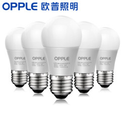 欧普照明(OPPLE)LED灯泡节能球泡 3W E27大螺口 6000K白光(五只装) *3件