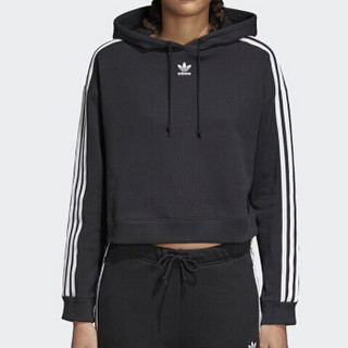 adidas 阿迪达斯 三叶草 女子 三叶草系列 CROPPED HOODIE 运动 套衫 CY4766 黑色 M码