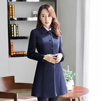 初申2019秋冬职业毛呢外套中长款呢子大衣男女同款销售4s店毛呢大衣女工装工作服SWDY189104蓝色女L