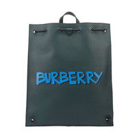 BURBERRY 博柏利 男款深绿色涂鸦印花皮质双肩包 40771541