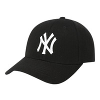 MLB帽子男女通用情侣棒球帽 NY洋基队运动鸭舌帽刺绣帽子 礼盒装 黑色白标NY 可调节帽围55cm-59cm