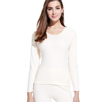 PLAYBOY 花花公子 秋衣秋裤女 薄款纯棉圆领基础修身 保暖内衣女 女士保暖内衣套装秋冬 Y8801 浅肤 XL