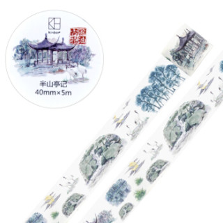 和纸胶带40mm5m手账本贴纸古风特殊油墨胶布附离型纸半山亭记dtb64367