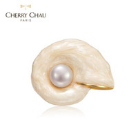 CHERRY CHAU 胸针女淡水珍珠圆润饱满小蜗牛贝壳百搭款 圣诞节礼物送女友 白色