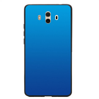 伟吉华为mate10手机壳 HUAWEI mate10玻璃手机壳（钢化玻璃后盖+TPU软边）防摔全包新款硬壳 蓝色