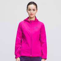 雪中飞 SNOWFLYING 户外春季女士透气弹力徒步速干冲锋衣外套 A1621FY022 冬梅红M