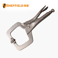 钢盾 SHEFFIELD S048010 C型大力钳 上下夹圆口 光柄 弧齿 大力钳 C型大力钳上下夹圆口光柄弧齿大力钳