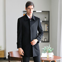 初申2019秋冬职业毛呢外套中长款呢子大衣男女同款销售4s店毛呢大衣女工装工作服SWDY189104黑色男L