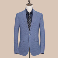 相思鸟(xiangsiniao)西服男自营春秋简约休闲格纹修身西装外套新品 A2天空蓝 165/84A
