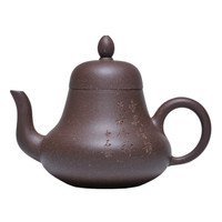 吉羊 紫砂壶纯全手工茶壶功夫茶具 宜兴原矿青灰泥刻绘思婷壶190毫升