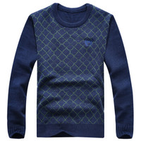 吉普盾 毛衣男针织衫圆领休闲套头打底衫 D9302 墨绿 3XL