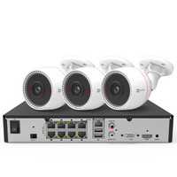 海康威视萤石200万POE监控设备套装X5S+C3T 8路2T硬盘 3台1080P家用商用高清摄像头系统监控器