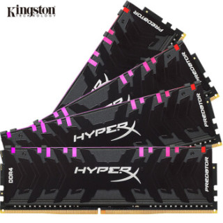 金士顿(Kingston) DDR4 3600 32GB(8G×4)套装 台式机内存 骇客神条 Predator掠食者系列 RGB灯条