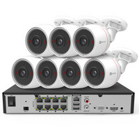 海康威视萤石200万POE监控设备套装X5S+C3T 8路4T硬盘 7台1080P家用商用高清摄像头系统监控器