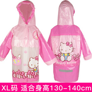 凯蒂猫 hellokitty 儿童雨衣衣带书包位幼儿园宝宝雨具学生女童女孩防水雨披 18117(粉色） XL码