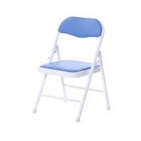 鲸伦（KINGRUNNING）家用折叠椅 靠背椅 儿童简约折叠凳 陪护椅 休闲椅 蓝色