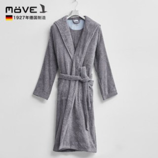 Move 德国进口潮牌浴袍1150克全棉透气吸水纯棉连帽毛巾料家居浴衣男女通用l 石头灰 报价价格评测怎么样 什么值得买