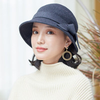 677888盆帽女秋冬天日系冬季韩版潮流学生礼帽秋天英伦复古羊毛呢毡帽秋季 藏青色 可调节