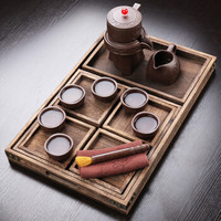 尚帝（shangdi）原矿紫砂茶具套装懒人石磨旋转可自动出水创意功夫茶具茶壶茶杯烧桐木托盘